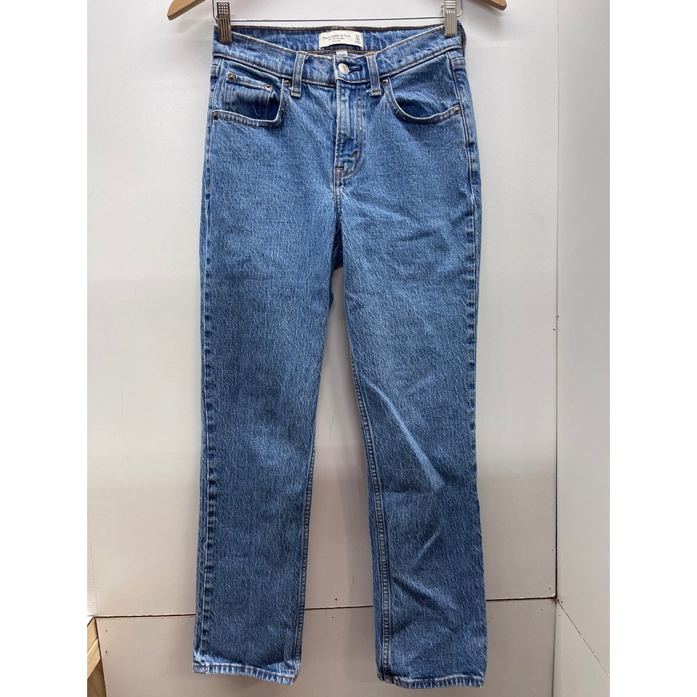 Abercrombie & Fitch Curve Love The 90s Straight Mid Rise Jeans Blue 24 00s